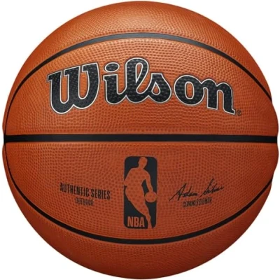 Image de Wilson Ballon de Basket, NBA AUTHENTIC SERIES, Extérieur, Caoutchouc gommeux, Taille : , Brun, 7