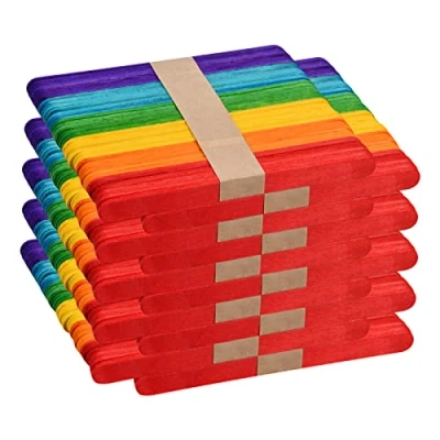 Image de 500pcs Bâtons en Bois Colorés d&#039;Esquimaux Bâtonnets Naturel pour l&#039;Artisanat DIY Enfants