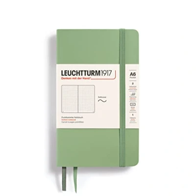 Image de LEUCHTTURM1917 363952 Carnet Pocket (A6), couverture souple, 123 pages numérotées, Sauge, pointillé