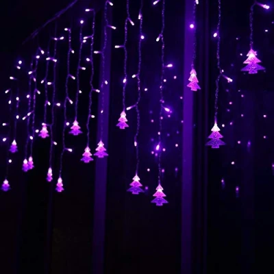 Image de Klighten Rideau Lumineux, 3.5M LED cordes Violet Guirlande lumineuse 96LED imperméable, 8 Modes d&#039;éclairage, Ambiance pour Décoration Noël, Mariage, Balcon, Terrasse, Chambre