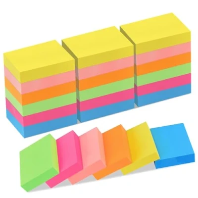 Image de ZCZN Feuillets Autocollants 2400 Feuillets, 6 Couleurs Notes Autocollante de 51 * 38mm, 100 par Blocs Convient aux Mémos, Messages, Rappele 24