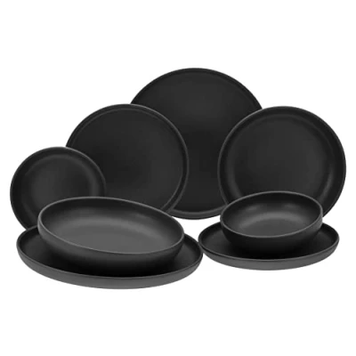 Image de CreaTable, 10337 Série Uno Lot de 8 assiettes en grès, passent au lave vaisselle et micro ondes, fabriquées Portugal