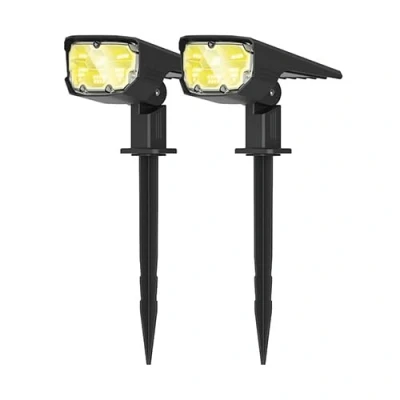 Image de KYF Projecteur Paysagiste Solaire Extérieur Lot de 2 Haute luminosité Mural et sur Piquet Jaune 3000K