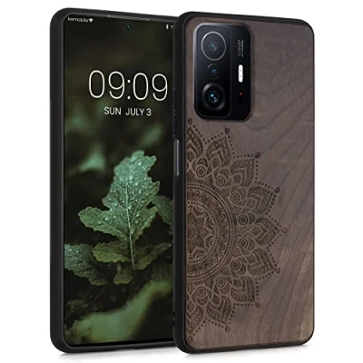 Image de kwmobile Housse Compatible avec Xiaomi 11T / Pro Coque Étui de Protection Rigide Antichoc Cadre en TPU Brun foncé