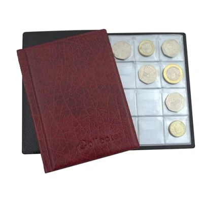Image de COLLECTOR Coin Album for 96 Medium Coins £1 £2 50p Book MULTICHOICE (Rouge)
