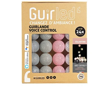 Image de GuirLED Guirlande lumineuse wifi boules coton LED USB Commande Vocale Maison connectée Amazon Alexa &amp; Google Assistant Adaptateur secteur 2xUSB inclus 24 2.4 Églantine