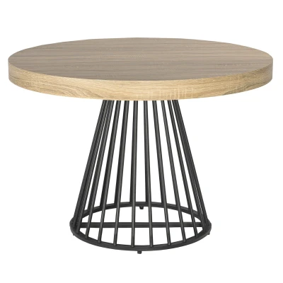 Image de Table ronde extensible Grivery Chêne Clair pieds Noir Menzzo