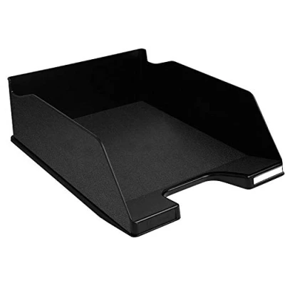 Image de Exacompta Réf. 11514D 1 corbeille à courrier COMBO MAXI dimensions 34,7 x 25,5 10,3 cm pour documents au format A+ couleur noir certifié Ange Bleu capacité 750 feuilles