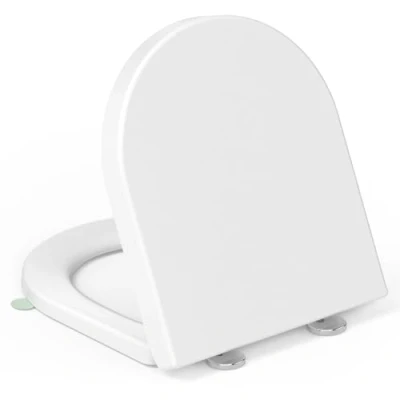 Image de Abattant WC Forme D,YEAUPE PRO Cuvette Toilette avec Frein de Chute, Lunette Fermeture en Douceur, Blanche Universelle,42,5 * 36,3 4,9CM