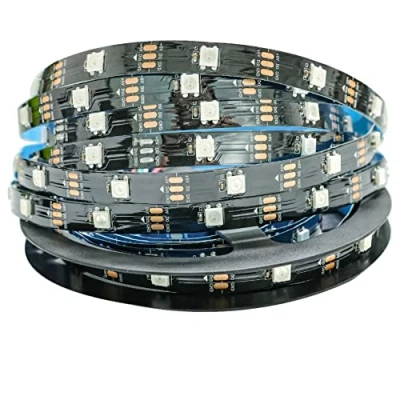 Image de Tesfish 5V WS2812B Bande Lumineuse LED, 5m RGB LED Pixel Strip 150 LEDs IP30 Flexible Full Color Adressable Individuellement Ruban Intelligente pour la décoration Publicitaire DIY