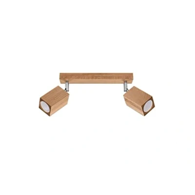 Image de SOLLUX lighting Plafonnier Bois Chêne Couleur Design Cubique Moderne pour Chambre Salon Style Scandinave GU10 A++ E 30/5/20 cm 2x Source Lumineuse Keke 230/5/20 2