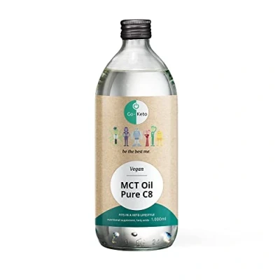 Image de Go keto MCT Oil C8, 1000 ml huile TCM premium 100% de coco, sans palme Top Pour le régime un bulletproof coffee crémeux ou shake Paléo, végane, low carb