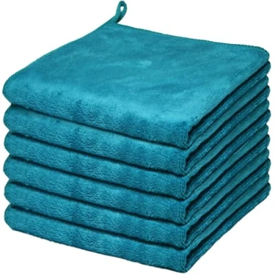 Image de Tissus démaquillants en microfibre, Serviette Visage Démaquillante Réutilisable Microfibre Décapant Lavable Débarbouillette douce 30cm x (30cmx30cm, glace bleuex6)