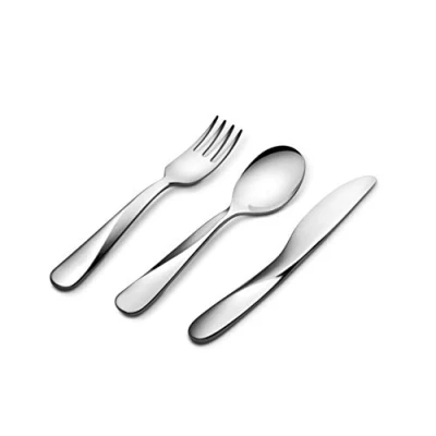 Image de Alessi Giro Kids Collection UNS06S3 Ensemble de Couverts pour Enfants les Premiers Déjeuners Seuls, Acier Inoxydable 18/10, Gris