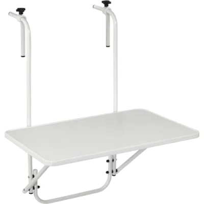 Image de KADAX Table Suspendue, Pliante résistante aux intempéries pour Balcon, Suspendue réglable de Balcon à accrocher, (40 x 60 cm, Blanc)
