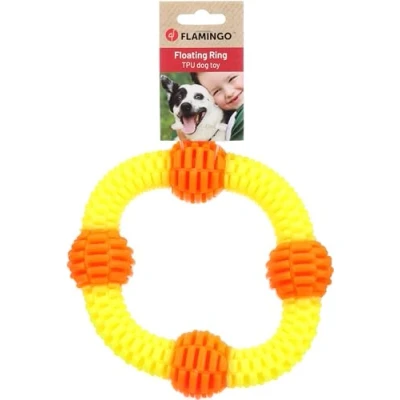 Image de Flamingo Jouet pour Chien Lipa TPU Anneau avec balles Jaune/Orange 19x19x4,9cm Flottant