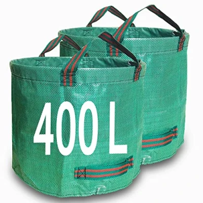 Image de Singwow Lot de 2 sacs à déchets jardin 400 L très résistants, réutilisables avec poignées, parfaits pour la collecte des jardin, plantes, l&#039;herbe et