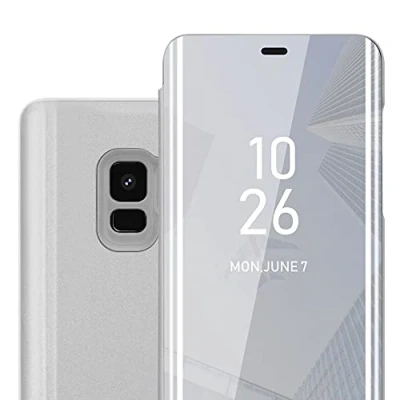 Image de cadorabo Coque Compatible avec Samsung Galaxy S9 en Agate Argent Miroir Clear View Pochette de Protection Fonction Support à 360 Degrés Style Livre Ultra Slim Case