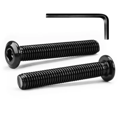 Image de M4 x 40mm 20Pcs Tête Plate Vis D&#039;assemblage à Six Pans Creux, Plate, Acier Inoxydable A2 V2A, Boulons de Meubles, Filetage Complet, Oxyde Noir (Avec Clé Hexagonale)