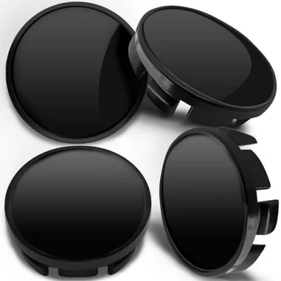 Image de Biomar Labs 4 x 65mm Noir Cache Moyeu Capuchons de Centre Enjoliveurs Roué Voiture Moyeux Jante Compatible avec VW 3B7601171 / 6U7 601 171 CV 0