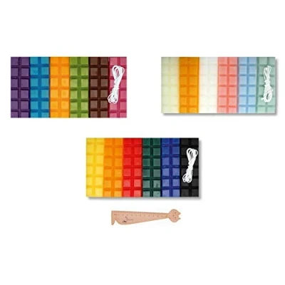 Image de Lot Cire à Bougie Modeler 18 Couleurs Assorties Vives et Pastels 3 m de mèche + 1 Règle Marque Page en Bois Blumie