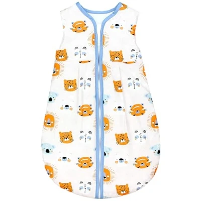 Image de TupTam Gigoteuse Bébé tout au long de l&#039;année, certifiée OEKO TEX, 2.5 TOG, sans manches, rembourrée, Têtes d&#039;animaux Orange Bleu Blanc, 68 74