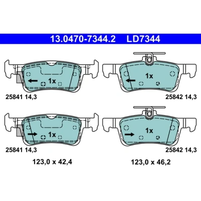 Image de ATE 13.0470 7344.2 Jeu de plaquettes frein non préparé pour indicateur d&#039;usure, contact signal d&#039;usure exclu FORD: Fiesta 7, Mk7 Van
