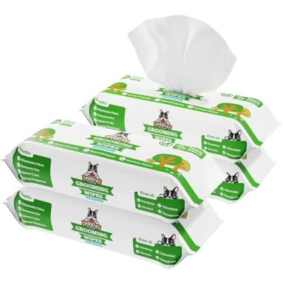 Image de Lingettes nettoyantes Pogi&#039;s 400 pour Nettoyer et Désodoriser À base de plantes, Hypoallergéniques, Chiens, Chiots Bain rapide Pattes, Popotin &amp; Corps Sans parfum