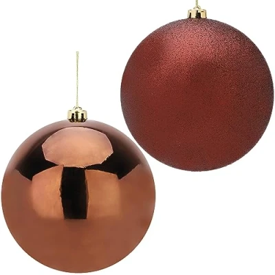 Image de Christmas Concepts® Paquet de Boules 2 200 mm (8&quot;) Design Brillant et pailleté Noël géantes (Chocolat)