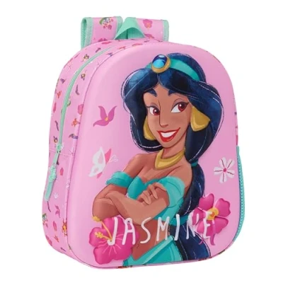 Image de Safta M890a Princesses Disney Sac à dos d&#039;école, avec design 3D, adaptable au chariot, idéal pour les enfants de différents âges, confortable et polyvalent, qualité résistance, 27 x 10 33 cm,