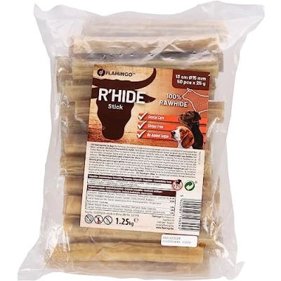 Image de Flamingo Friandises pour Chien R&#039;HIDE BÂTON 13CM 50PCS 1,25KG sans Gluten sucres ajoutés Nettoie la Dentition de Votre
