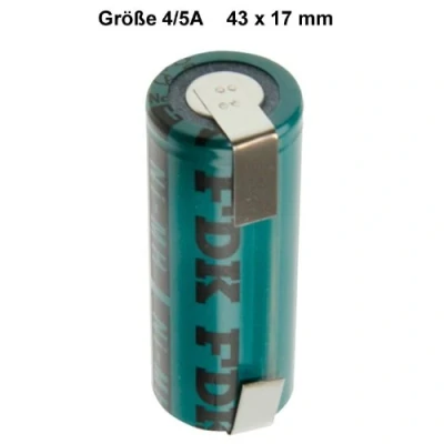 Image de Cellules ni mH fDK hR 4 a/v/1,2 5AU 2150mAh z et pôle positif plat industriezelle batterie haut de gamme avec cosses à souder en forme u