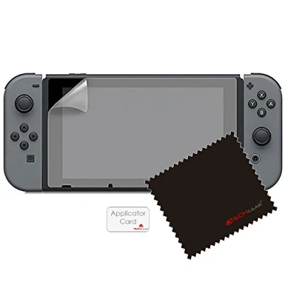 Image de TECHGEAR Switch Protection d&#039;Écran [Pack of 3] Film de Ultra Clair avec Chiffon Nettoyage et Carte d&#039;Application Compatible Nintendo