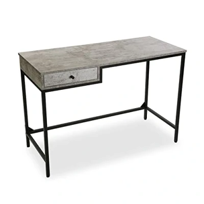 Image de Versa Jack Bureau Informatique Sécretaire Poste de Travail Table d&#039;étude pour Ordinateur Gaming, avec tiroir, Dimensions (H x l L) 76 48 110 cm, Bois et métal, Couleur: Gris