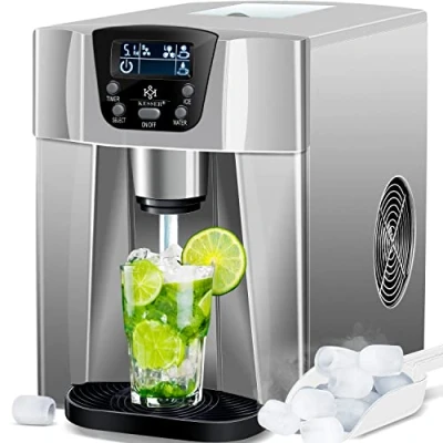 Image de KESSER® Machine à glaçons acier inoxydable glace 100 W 12 kg 24 h 2 tailles de Préparation en 6 min Réservoir d&#039;eau litres, Anthracite
