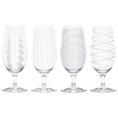 Image de ensemble de 4 verres à bière artisanaux Mikasa avec gravure décorative la collection Cheers, verre en cristal, capacité 460 ml chacun, dimensions 26,1 x 18 17,6 cm, 1