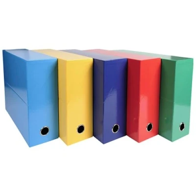 Image de Exacompta Réf. 89920E Lot de 5 boîtes transfert archive Dos 90mm IDERAMA Dimensions extérieures : 25,5 x 34 9 cm Pour format à classer A4 couleurs assorties