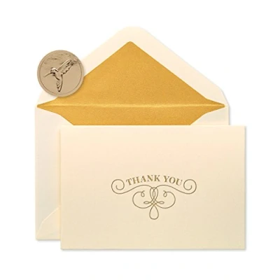 Image de Papyrus Lot de 16 cartes remerciement avec enveloppes, motif floral doré