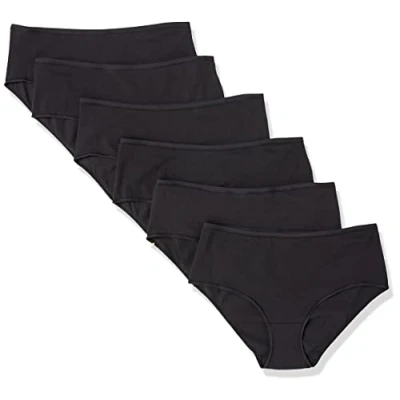 Image de Amazon Essentials sous vêtements midi en Coton Femme, Lot de 6, Noir, 36