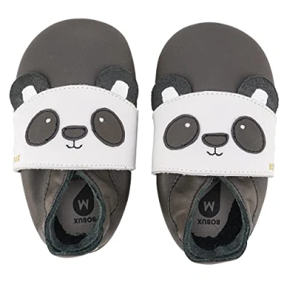 Image de Bobux Soft Soles Chaussons en cuir pour bébé Bam Boo Charbon, 22 EU