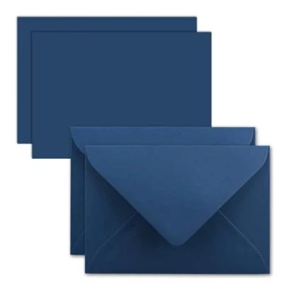 Image de FarbenFroh by GUSTAV NEUSER 25x carte avec enveloppe jeu de cartes individuelles DIN A7 10,5x7,3 cm bleu foncé enveloppes lettres C7 adhésif humide étiquettes cadeaux idéales