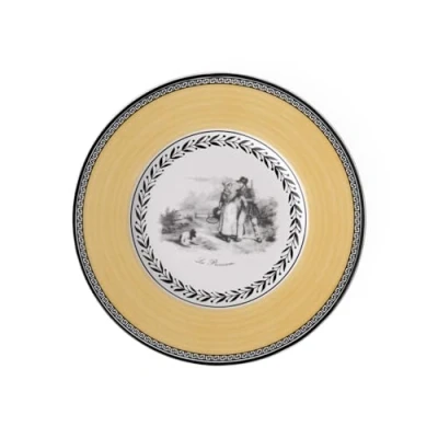 Image de Villeroy &amp; Boch Audun Chasse Assiette à pain, 16 cm, Porcelaine Premium, Blanc/Gris/Jaune