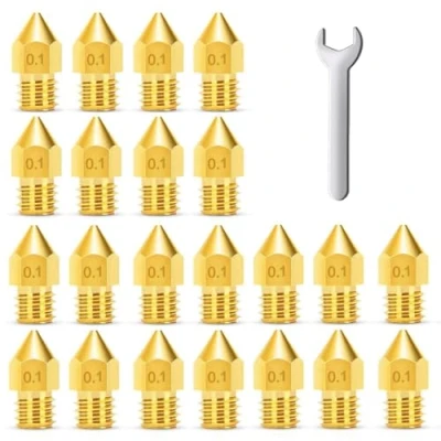 Image de MMOBIEL 20 pièces extrudeuse d&#039;imprimante E3D V5 V6 3D en Laiton de 0,1 mm pour Filament 1,75 mm, incluant Une clé M7