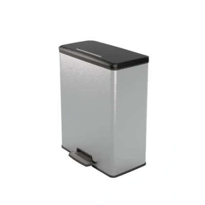 Image de CURVER Poubelle Deco Rectangle 65L, Gris Métallisé, pour Cuisine, Buanderie, Garage, 486x284x615 mm, PP 100% recyclé(version précedente)