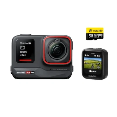 Image de Insta360 Ace Pro Kit GPS Caméra d&#039;action étanche conçue avec Leica, capteur de 1/1,3&quot;, réduction du Bruit par l&#039;IA pour Une qualité d&#039;image inégalée, 4K 120ips, écran Rabattable 2,4&quot;