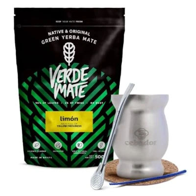 Image de Yerba Mate Set Verde Limon Citron 500g TermoMate 190 ml Argent