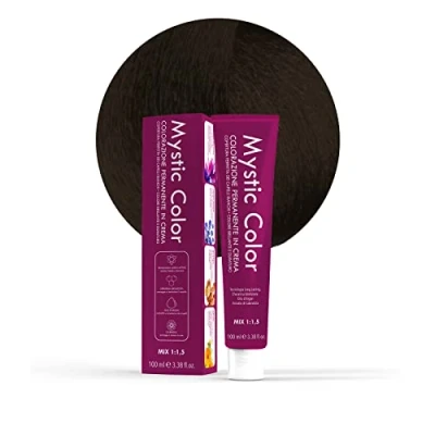 Image de Mystic Color, Coloration Cheveux, Formule Enrichie en Huile d&#039;Argan et Calendula, Crème Colorante Permanente Longue Durée, Brun 2, 100 ml