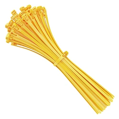 Image de intervisio Collier de Serrage Réutilisable Plastique, 350 mm x 7,6 mm, Attache Câble Réutilisables, Serre Câbles Rilsan Nylon, Colliers Cable 350mm, Jaune, Lot 100 Pièces
