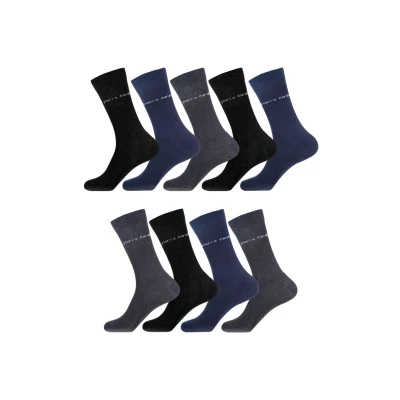Image de Chaussette Homme Coton Peigné Lot de 9 Chaussettes Hautes Homme, Douce &amp; Confortable, Noir/Gris/Bleu Marine 43/46