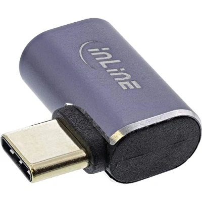 Image de InLine ® USB4 Adapter, USB Typ C Stecker/Buchse rechts/links gewinkelt, Aluminium, grau () 35900B